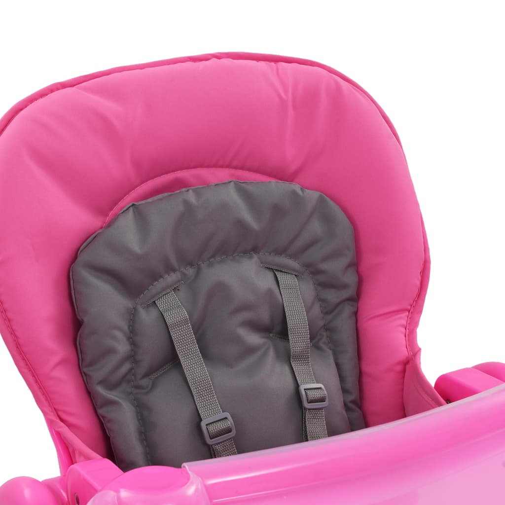 vidaXL Trona de bebé rosa y gris