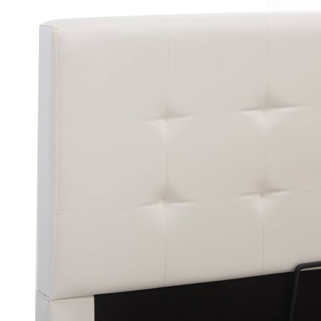 vidaXL Cama canapé hidráulica cuero sintético blanco 180x200 cm