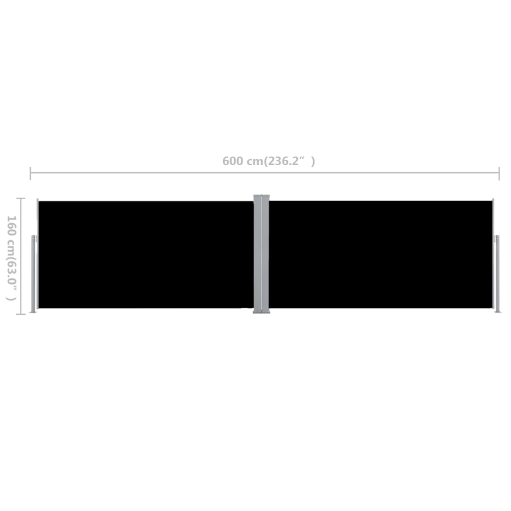 vidaXL Toldo lateral retráctil negro 160x600 cm