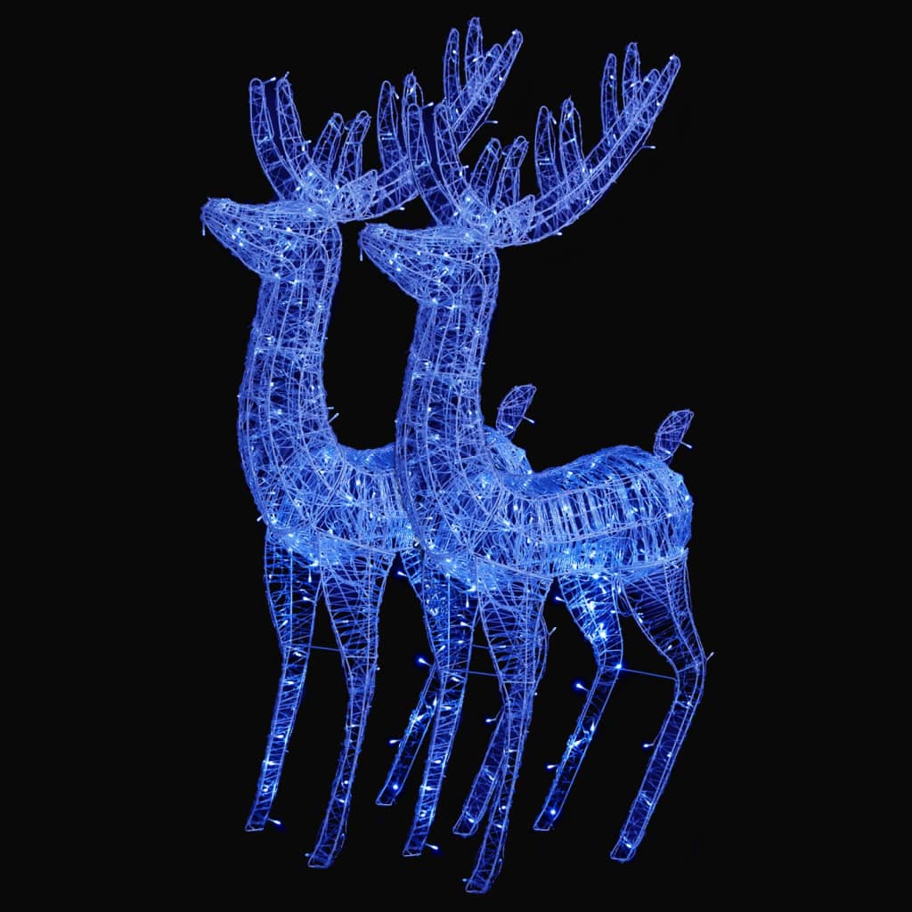 vidaXL Renos de Navidad acrílico 250 LED 2 uds azul 180 cm