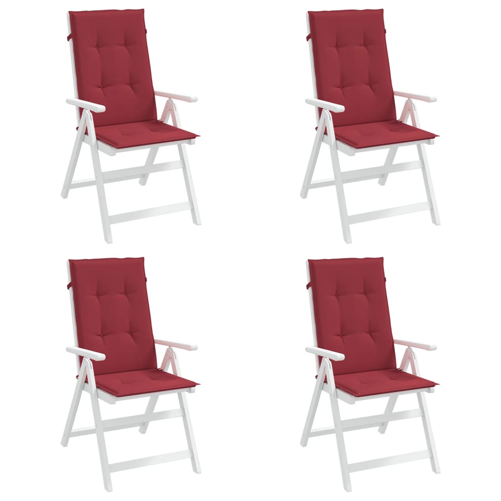 vidaXL Cojín silla de jardín respaldo alto 4 uds tela rojo 120x50x3 cm
