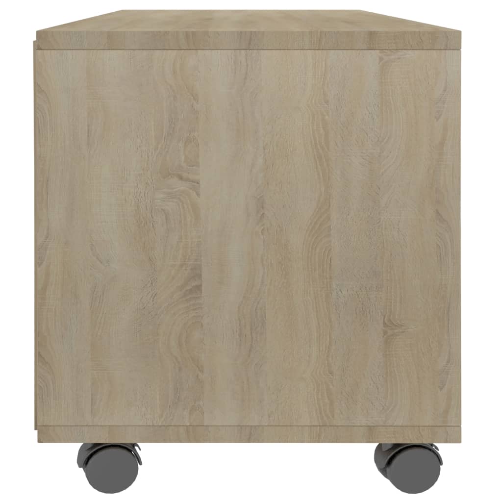 vidaXL Mueble de TV ruedas madera contrachapada color roble 90x35x35cm