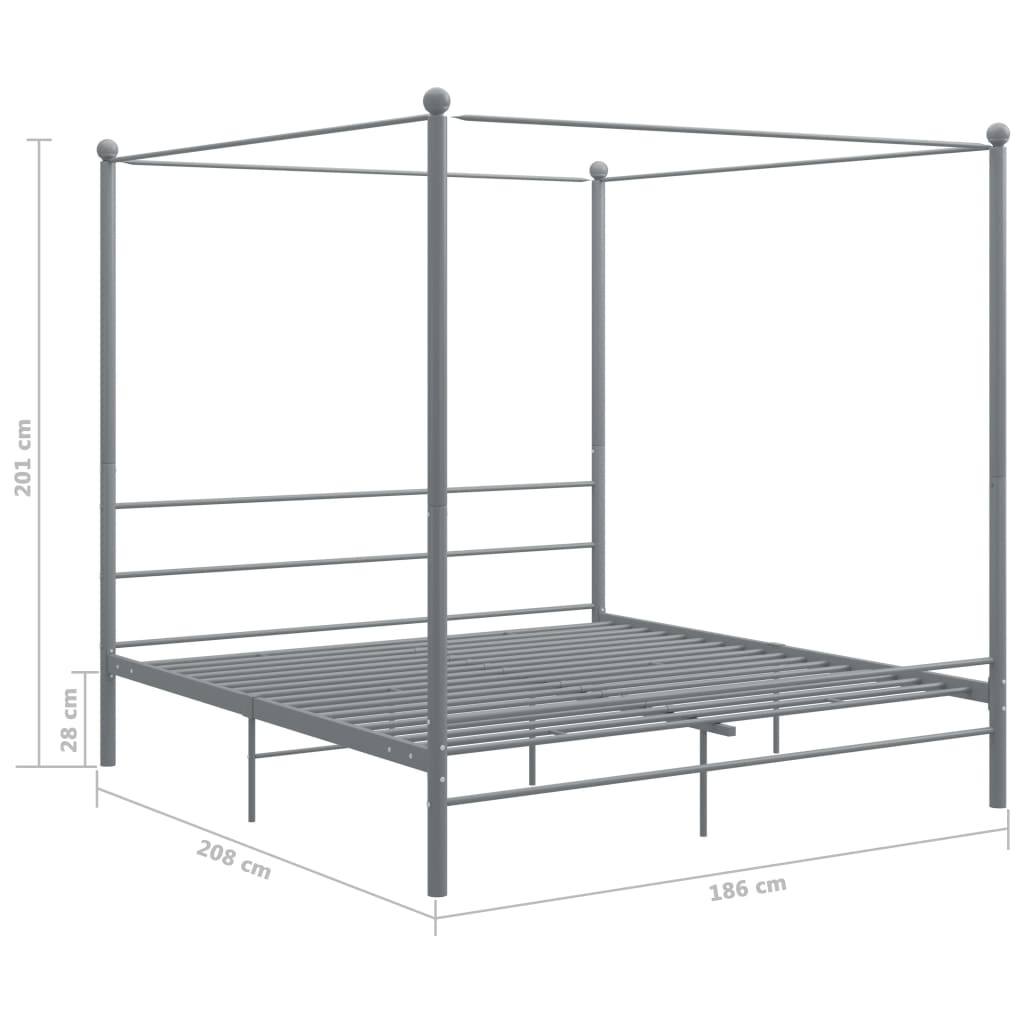 vidaXL Estructura de cama con dosel metal gris 180x200 cm