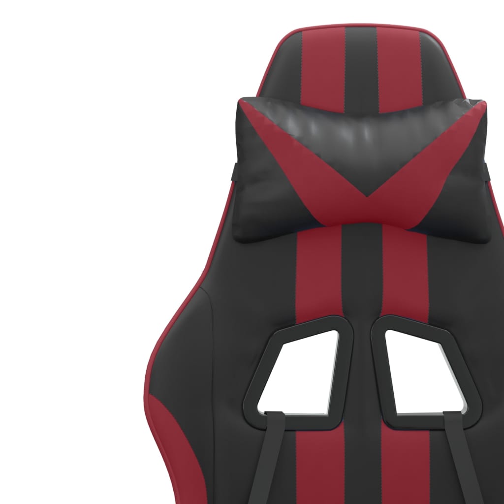 vidaXL Silla gaming giratoria cuero sintético negro y rojo vino tinto