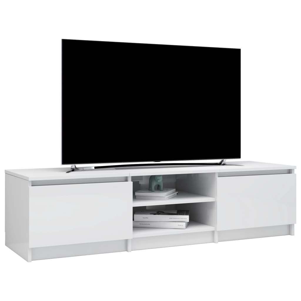 vidaXL Mueble TV madera contrachapada blanco brillante 140x40x35,5cm
