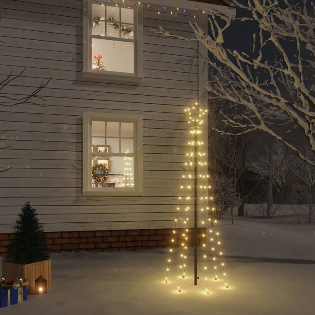 vidaXL Árbol de Navidad con pincho 108 LED blanco cálido 180 cm