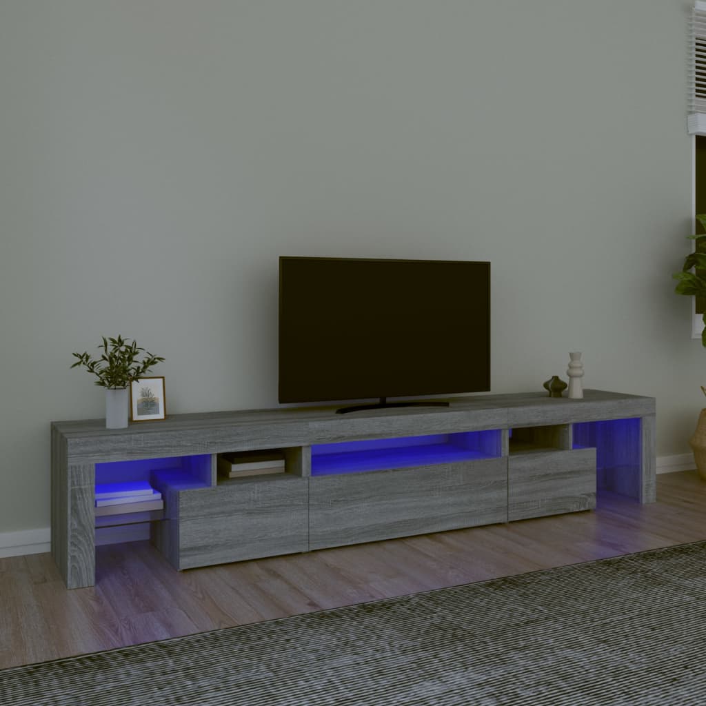 vidaXL Mueble de TV con luces LED gris Sonoma 215x36,5x40 cm