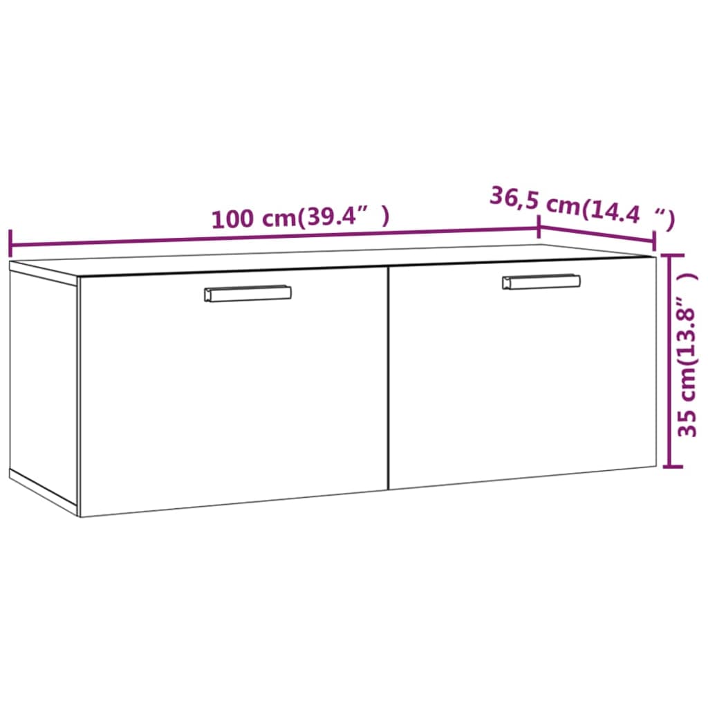 vidaXL Armario de pared madera contrachapada blanco 100x36,5x35 cm