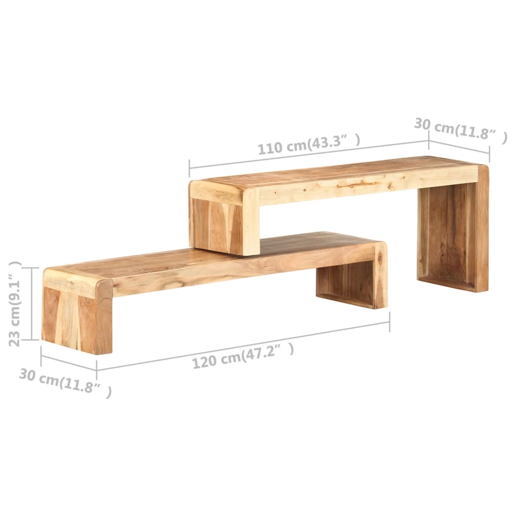 vidaXL Mueble de TV de 2 piezas de madera maciza de acacia