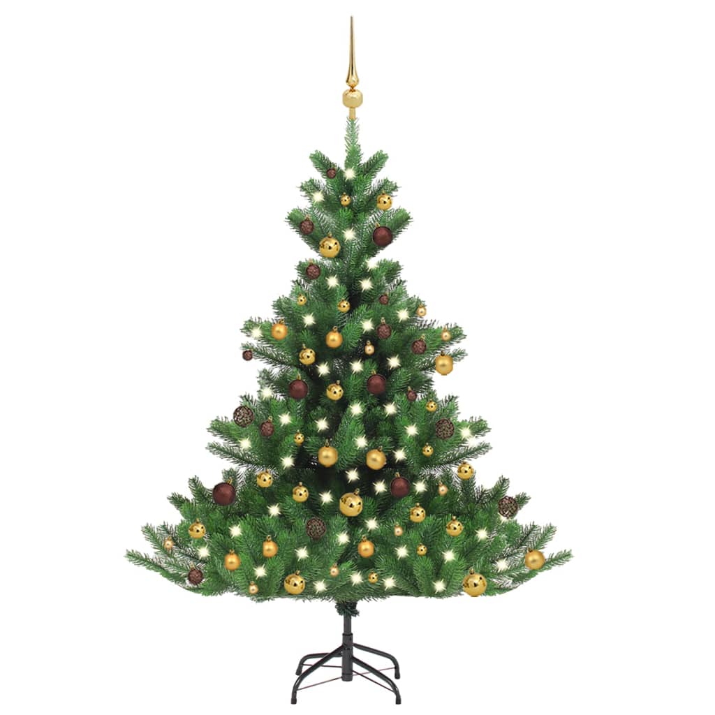vidaXL Árbol de Navidad abeto Nordmann con LEDs y bolas verde 120 cm