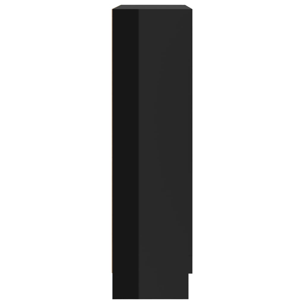 vidaXL Vitrina de madera contrachapada negro brillo 82,5x30,5x115 cm