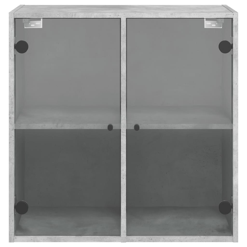 vidaXL Mueble de pared puertas de vidrio gris hormigón 68x37x68,5 cm