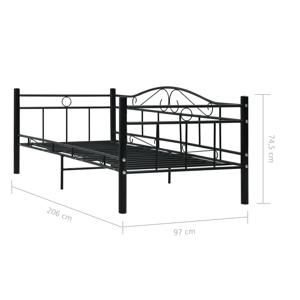 vidaXL Estructura de cama de metal negro 90x200 cm