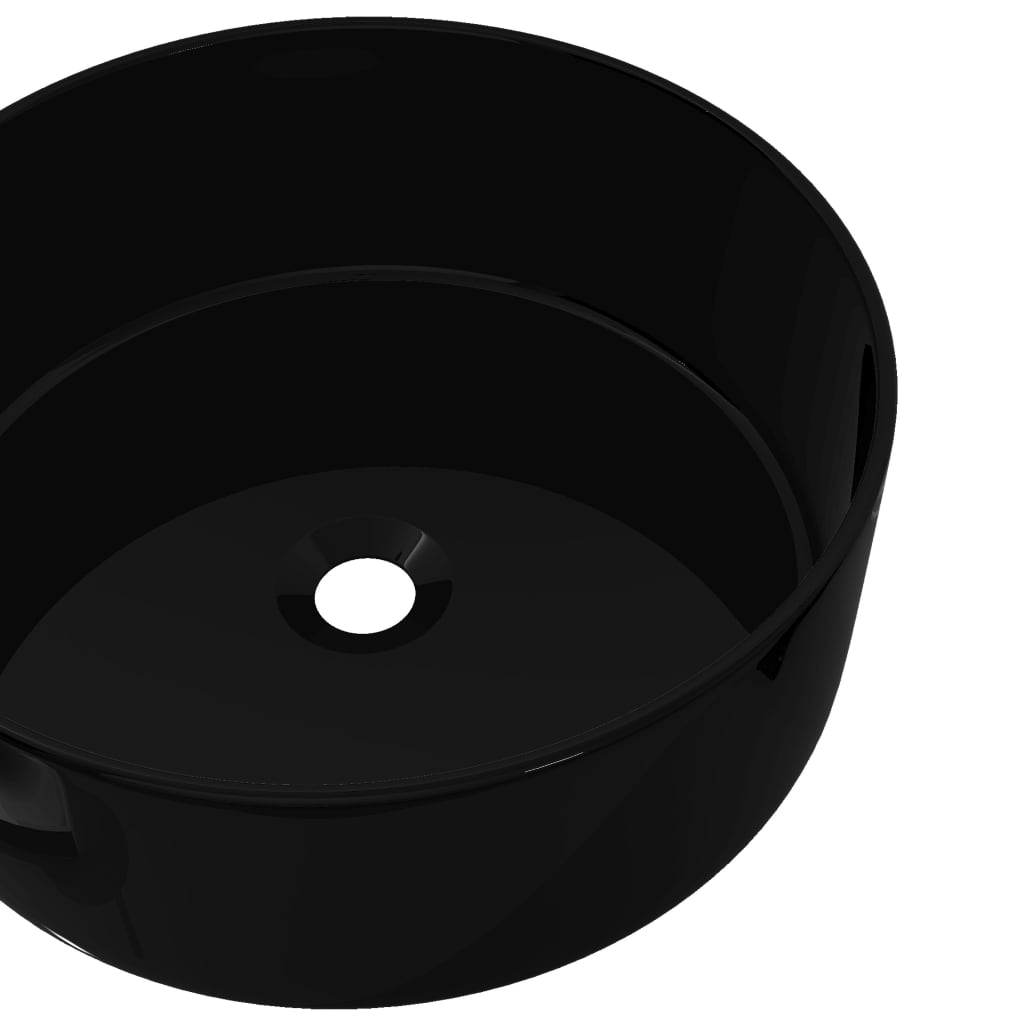 vidaXL Lavabo redondo de cerámica negro 40x15 cm