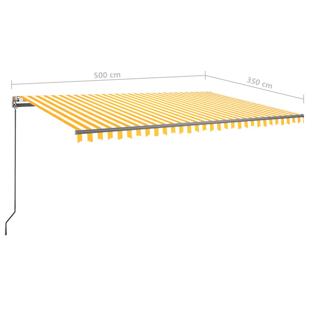 vidaXL Toldo retráctil manual con luz LED amarillo y blanco 500x350 cm
