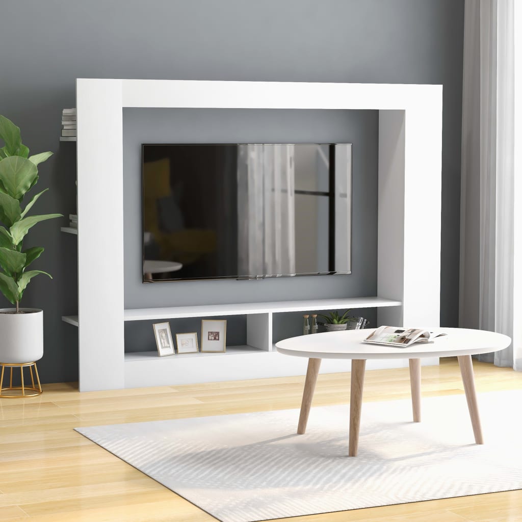 vidaXL Mueble para TV madera contrachapada blanco 152x22x113 cm