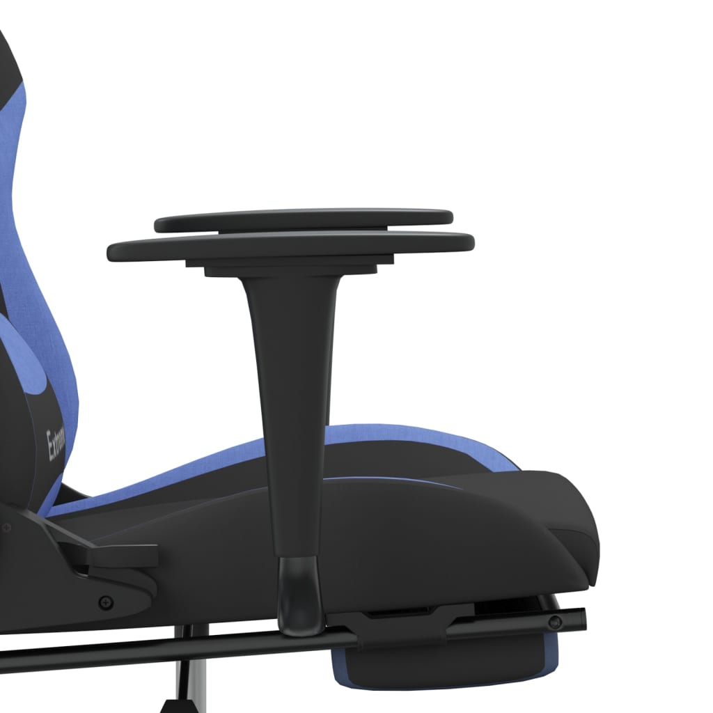 vidaXL Silla gaming con reposapiés tela negro y azul