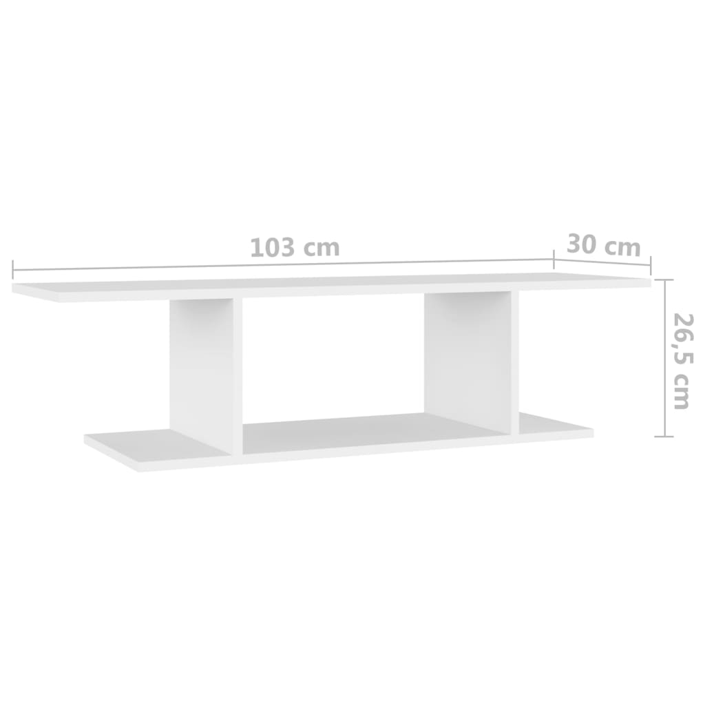 vidaXL Mueble de pared para TV blanco 103x30x26,5 cm