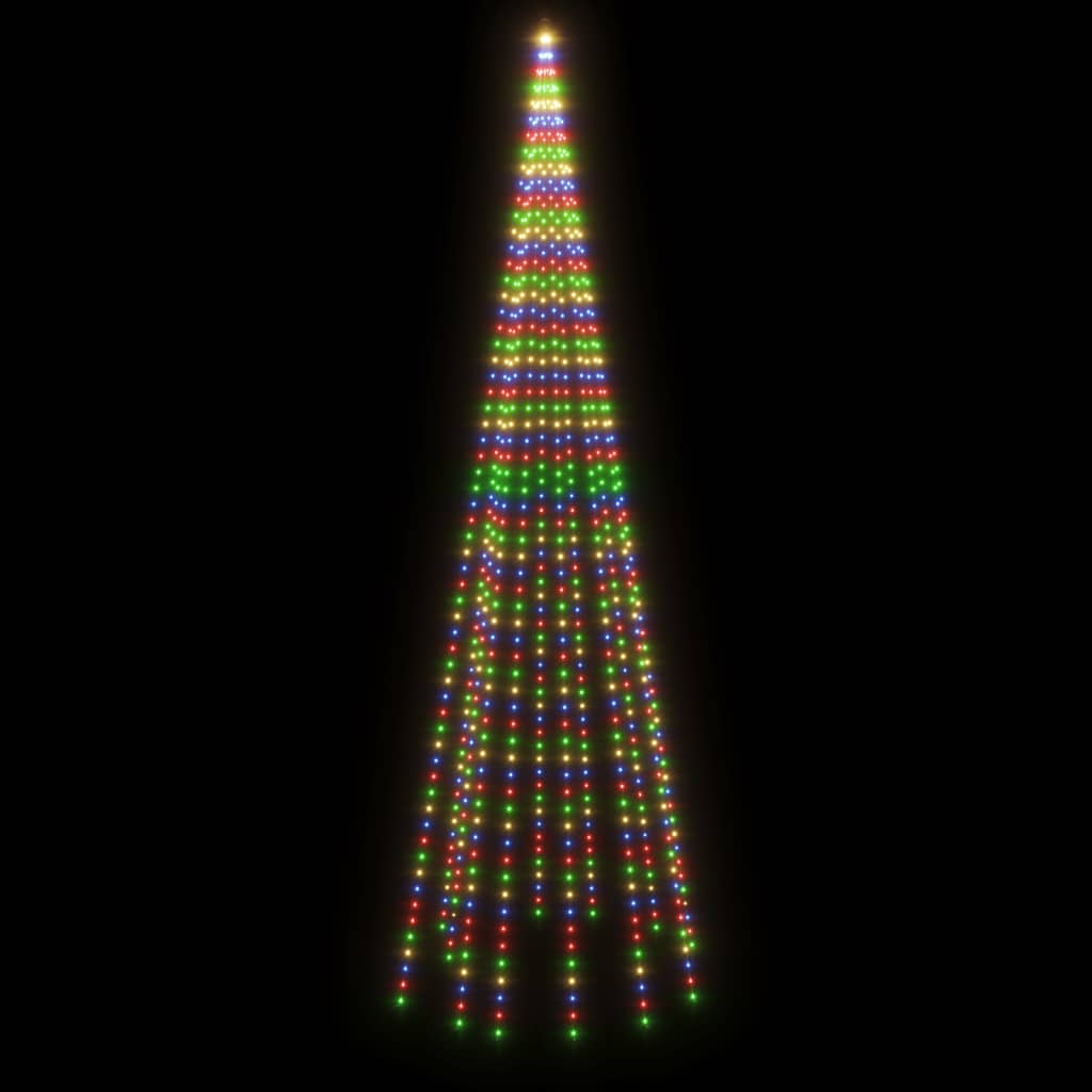 vidaXL Árbol de Navidad en asta de bandera 732 LED de colores 500 cm