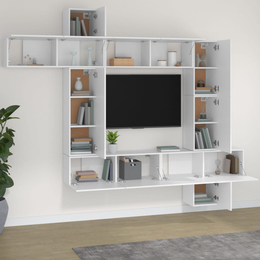 vidaXL Set de muebles para TV 9 piezas madera contrachapada blanco
