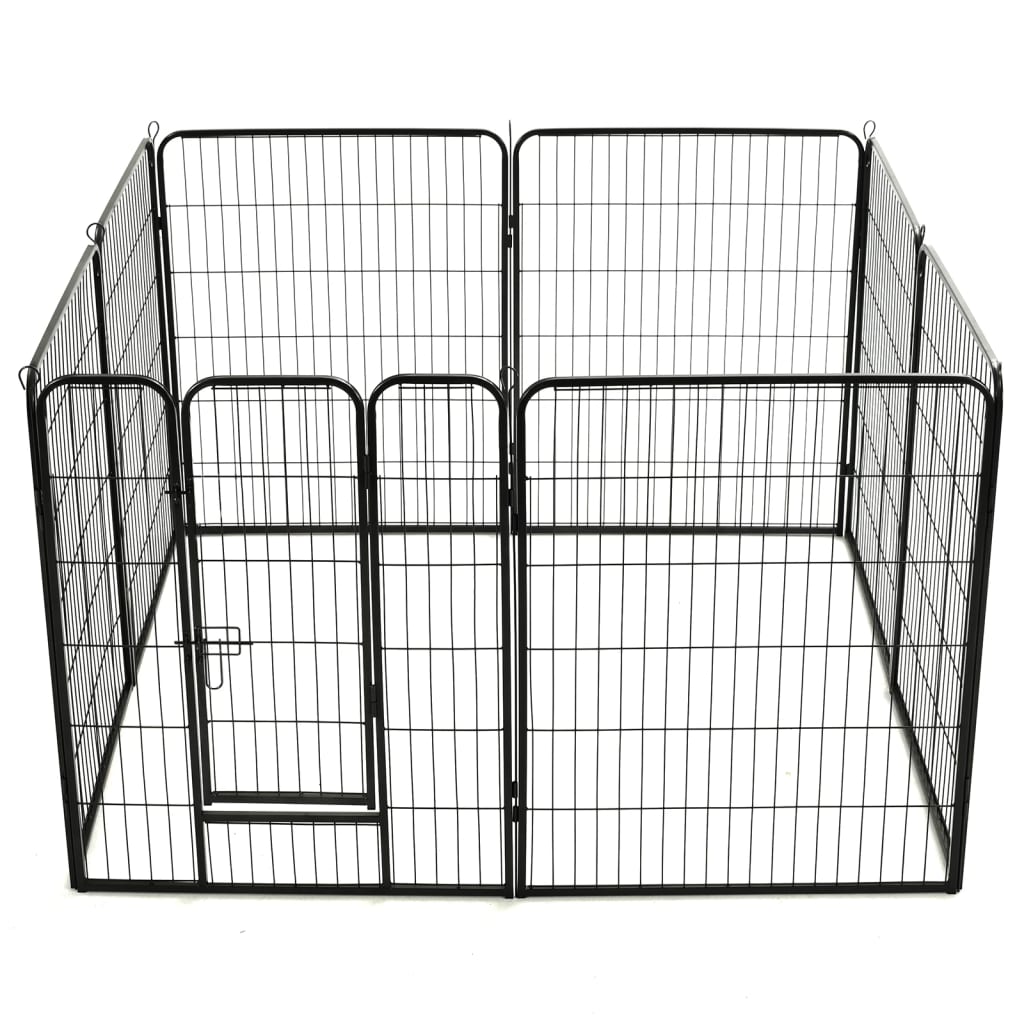 vidaXL Corral para perros 8 paneles de acero 80x100 cm negro