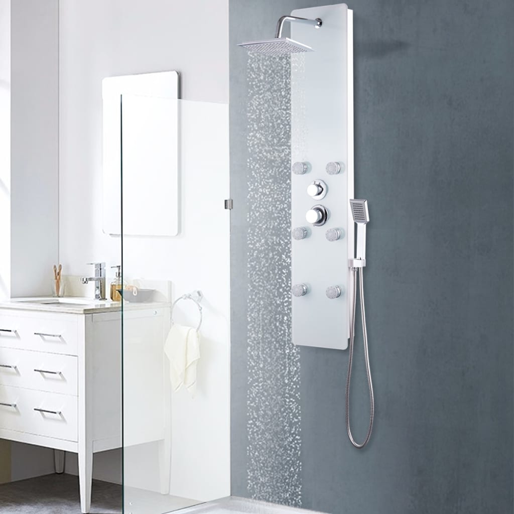 vidaXL Panel ducha de vidrio 25x44,6x130 cm blanco