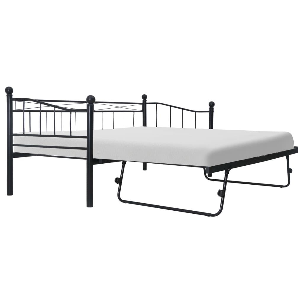 vidaXL Estructura de cama de acero negra 180x200/90x200 cm