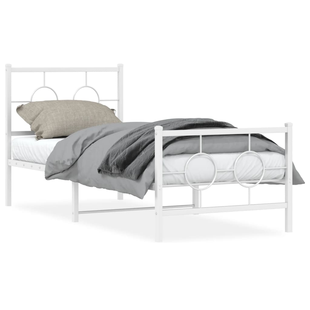 vidaXL Estructura cama metal con cabecero y pie cama blanca 75x190 cm