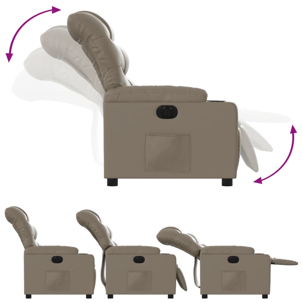 vidaXL Sillón reclinable eléctrico de cuero sintético color capuchino
