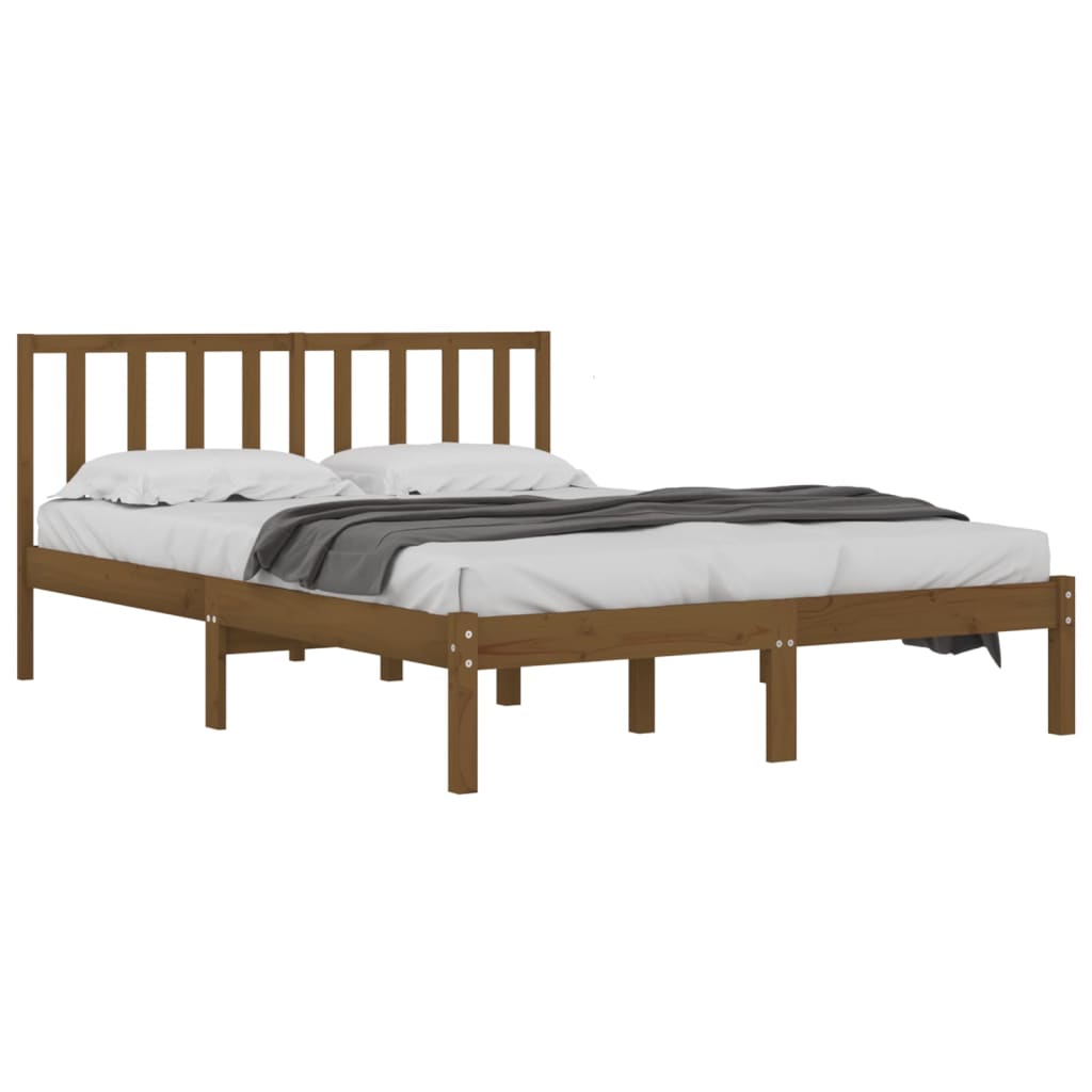 vidaXL Estructura de cama madera de pino doble marrón miel 135x190 cm