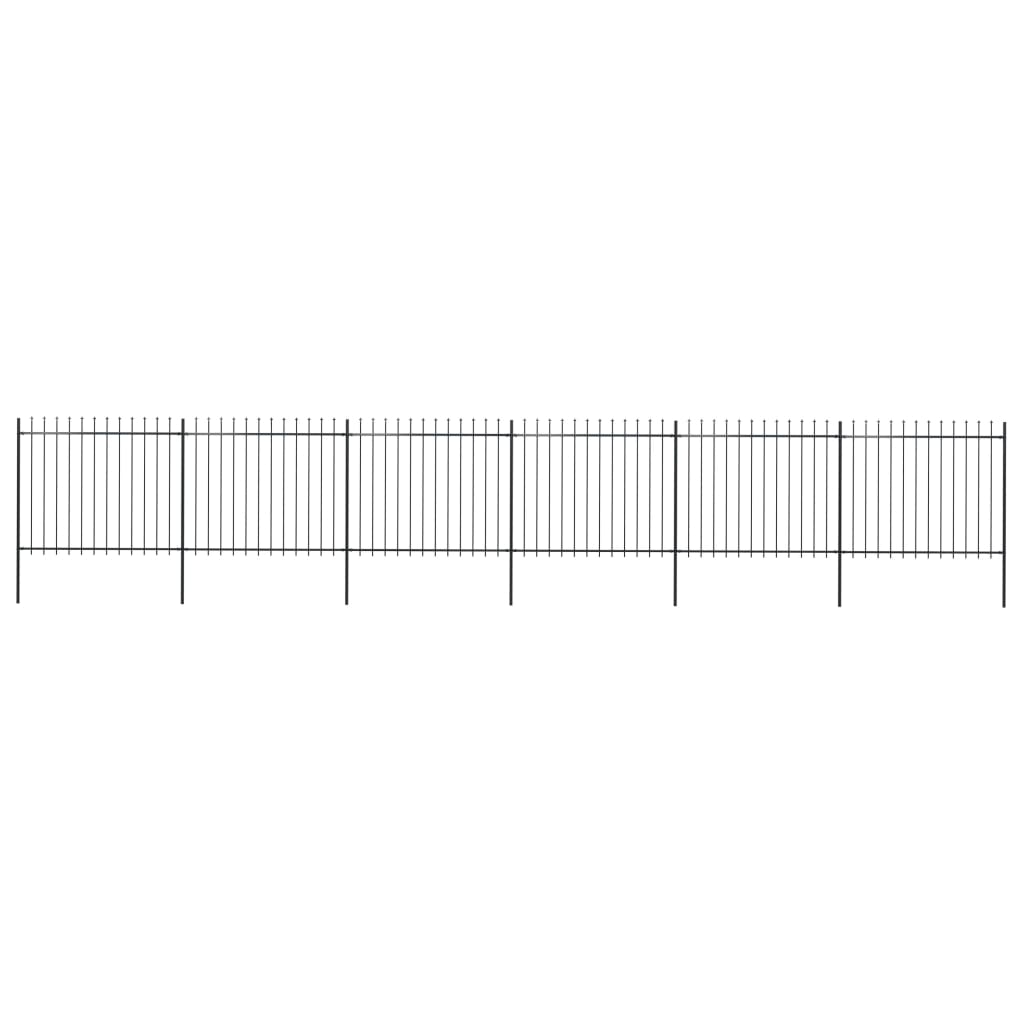 vidaXL Valla de jardín con puntas de lanza acero negro 10,2x1,5 m