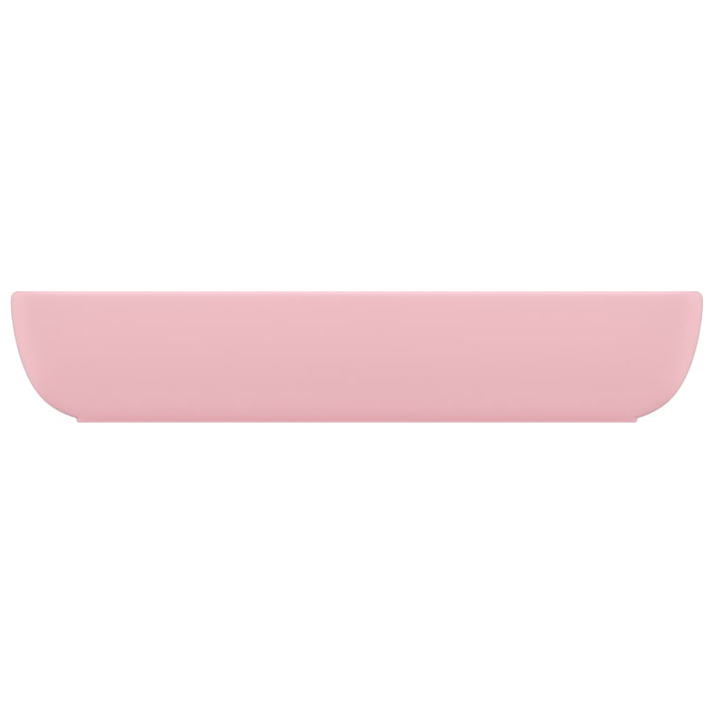 vidaXL Lavabo de lujo rectangular de cerámica rosa mate 71x38 cm