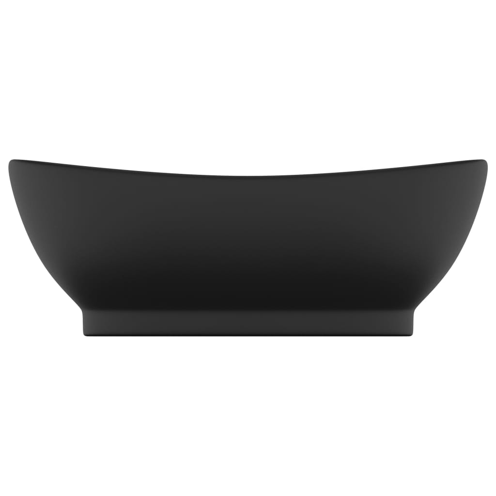 vidaXL Lavabo lujoso con rebosadero cerámica negro mate 58,5x39 cm