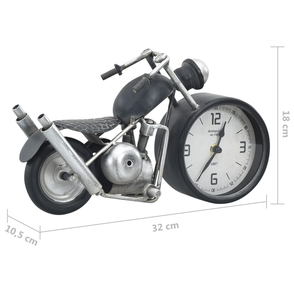 vidaXL Reloj de mesa gris antracita hierro y MDF 32x10,5x18 cm