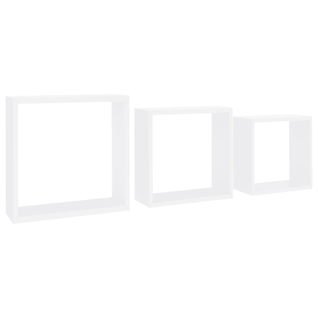 vidaXL Estantes cubo de pared 3 unidades MDF blanco