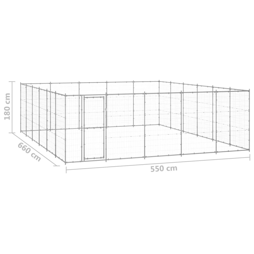 vidaXL Perrera de exterior de acero galvanizado 36,3 m²