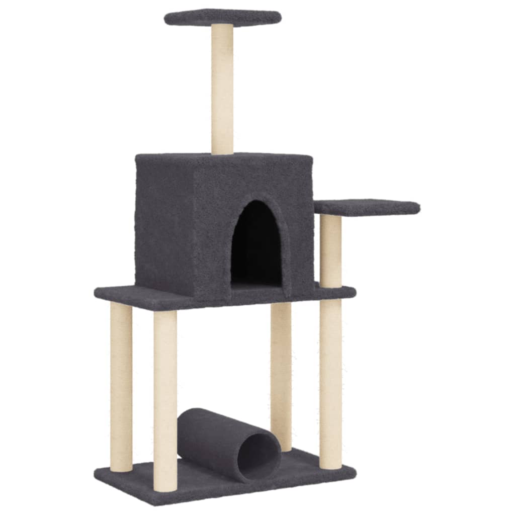 vidaXL Rascador para gatos con postes de sisal gris oscuro 122 cm