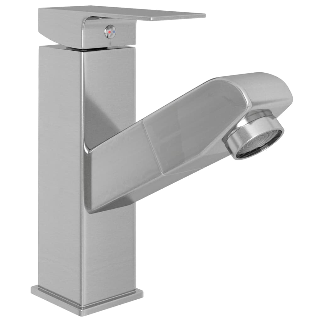 vidaXL Grifo de lavabo de baño función extraíble plateado 157x172 mm