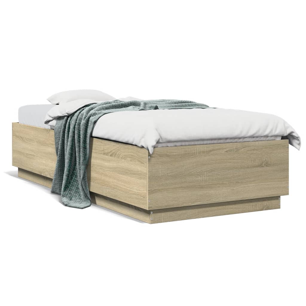 vidaXL Estructura de cama madera de ingeniería roble Sonoma 100x200 cm
