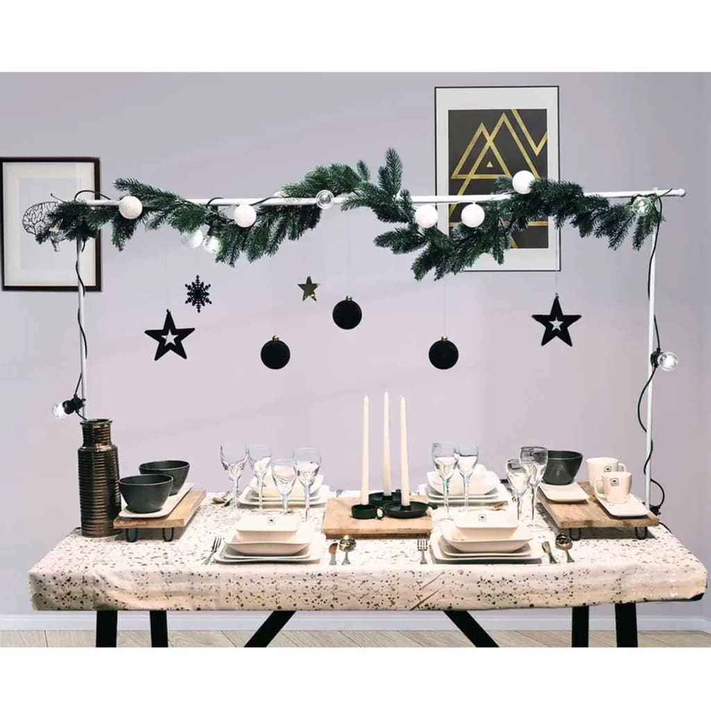 ProGarden Barra decorativa para mesa con abrazadera metal blanco
