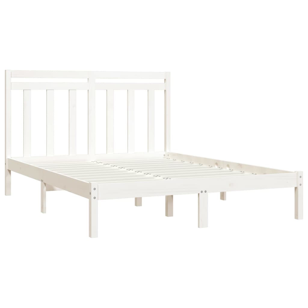 vidaXL Estructura de cama de madera maciza blanca 135x190 cm