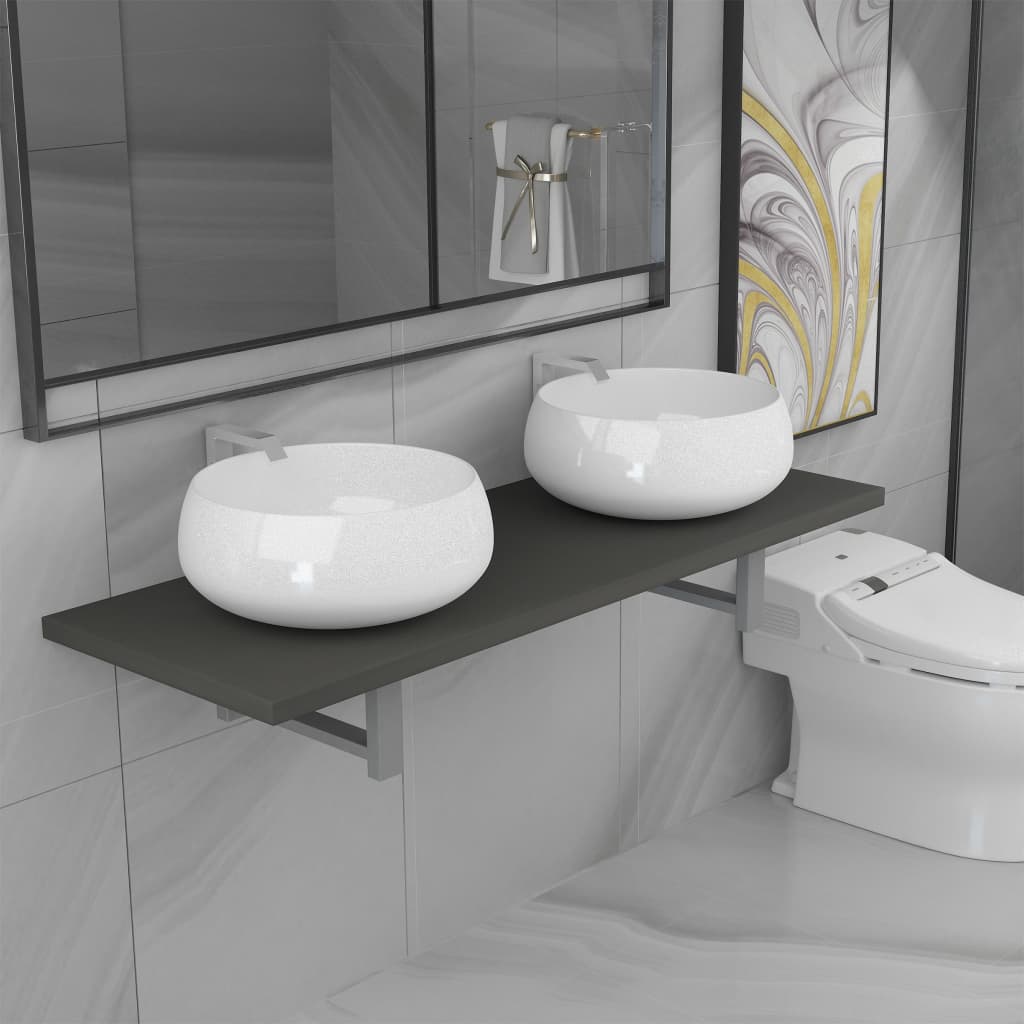vidaXL Conjunto de muebles de baño de tres piezas cerámica gris