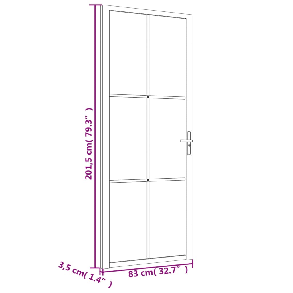 vidaXL Puerta interior vidrio EGS y aluminio blanco 83x201,5 cm