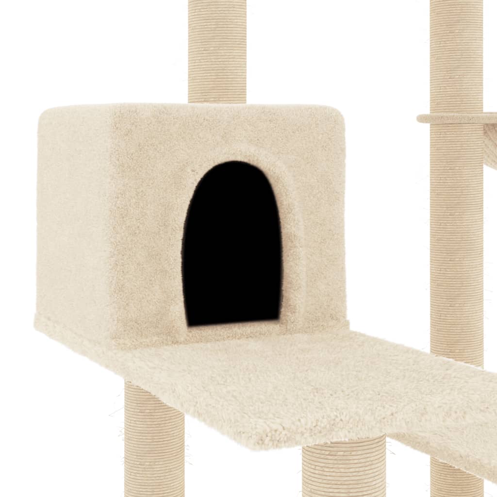 vidaXL Rascador para gatos con postes de sisal color crema 82,5 cm