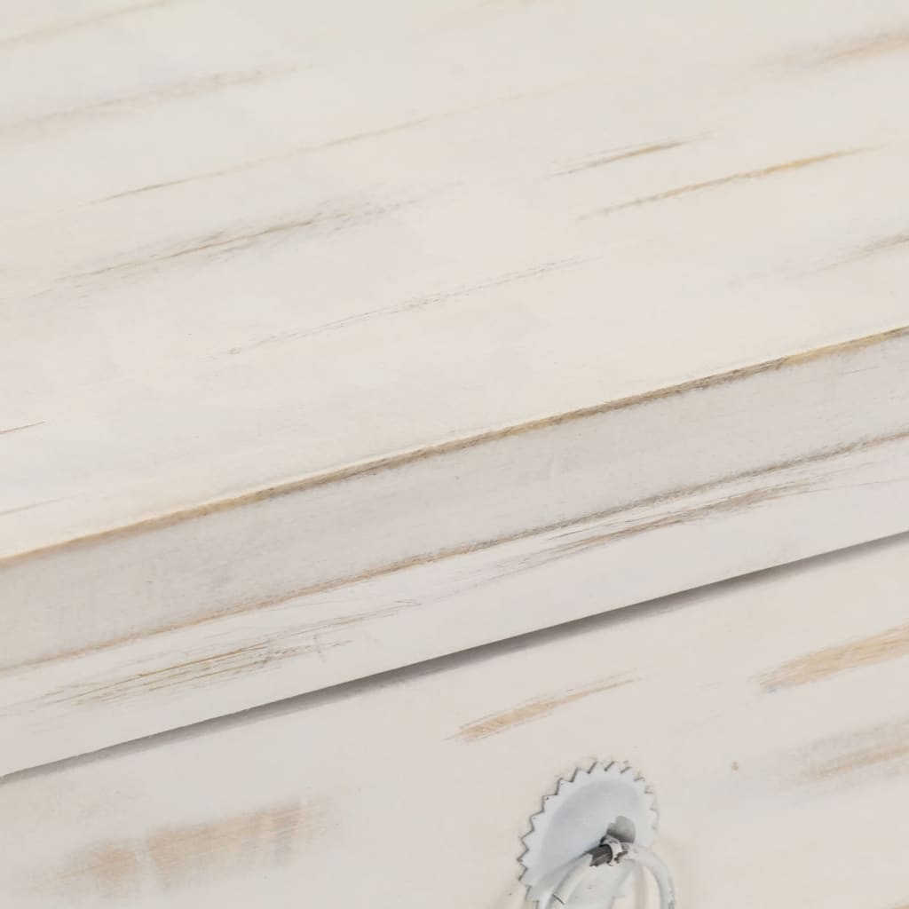 vidaXL Mesita de noche de madera maciza de mango blanca 40x30x50 cm