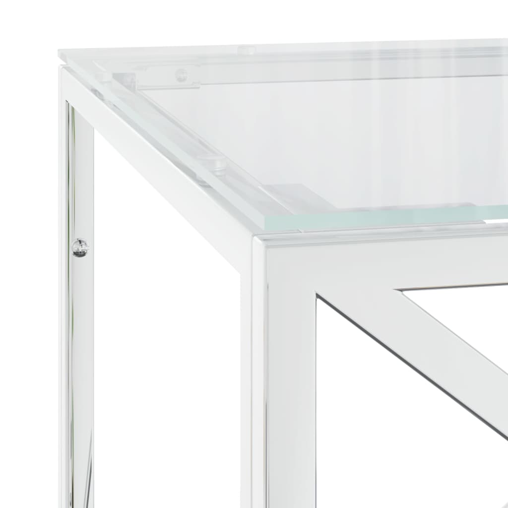 vidaXL Mesa de centro acero inoxidable y vidrio 110x45x45 cm