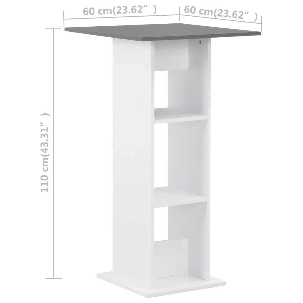 vidaXL Mesa de bar color blanco y gris antracita 60x60x110 cm