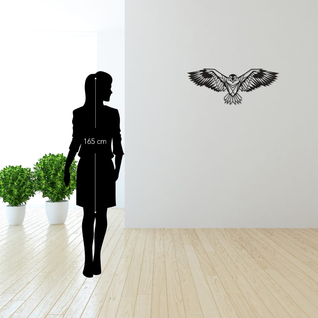 Homemania Adorno de pared Eagle acero negro 100x44 cm