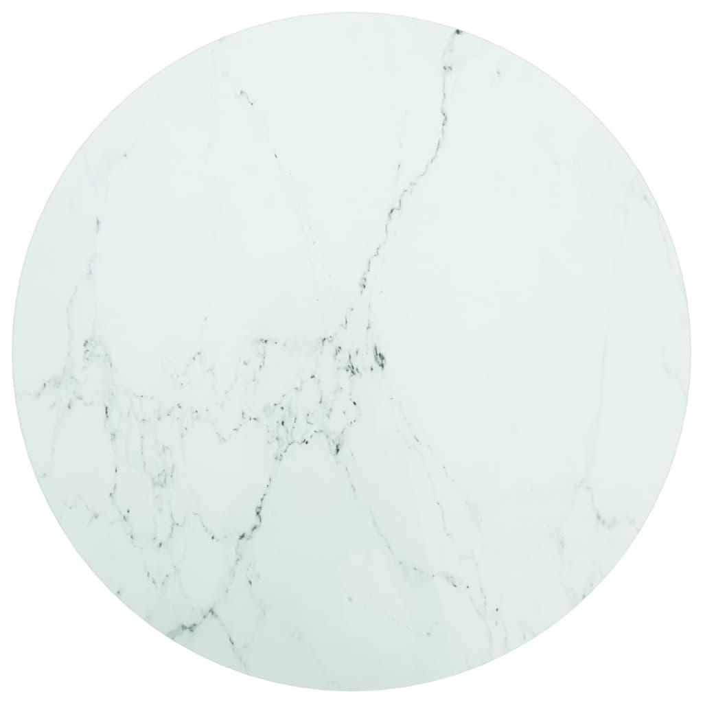 vidaXL Tablero de mesa diseño mármol vidrio templado blanco Ø60x0,8 cm