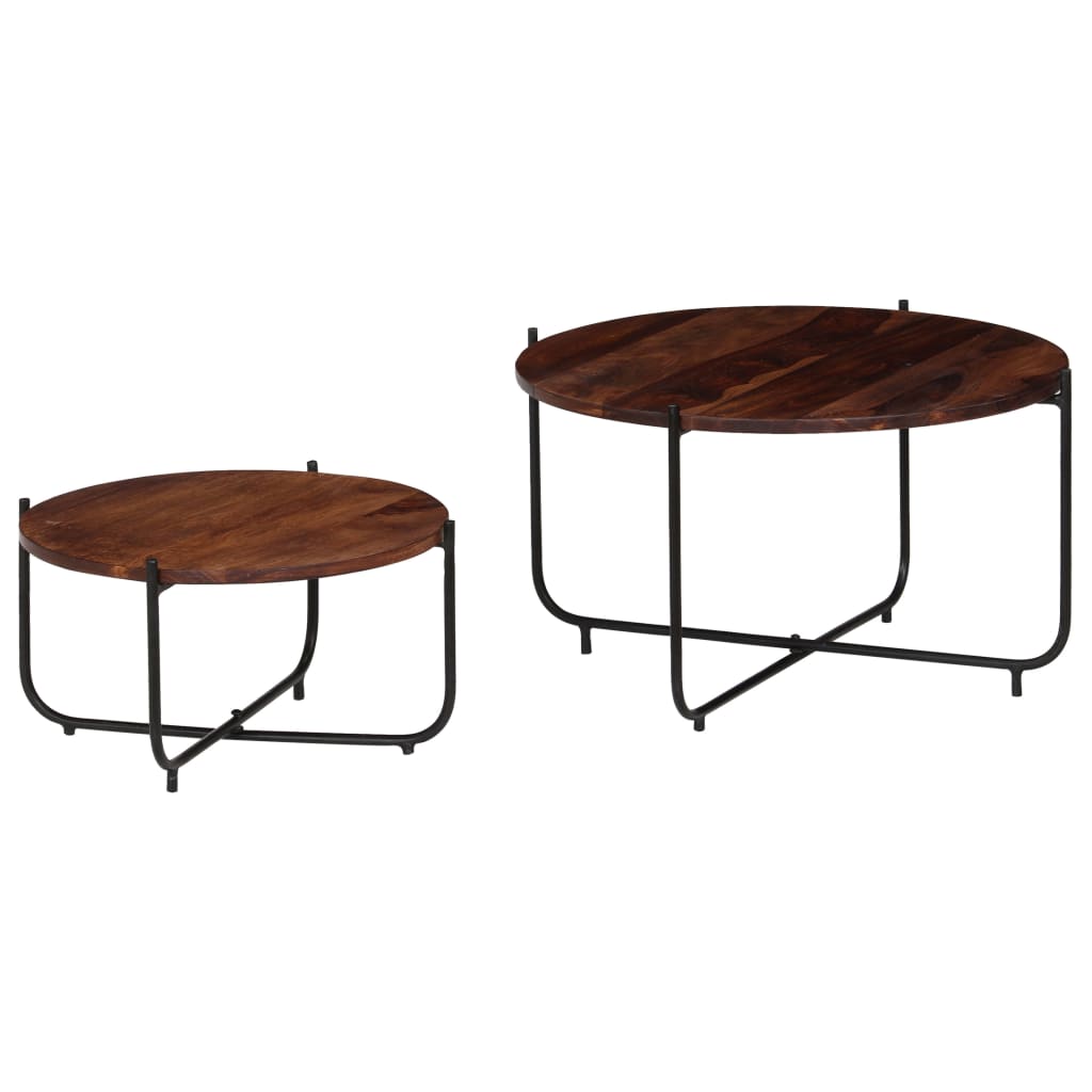vidaXL Set de mesas de centro 2 uds madera maciza de sheesham 60x35 cm